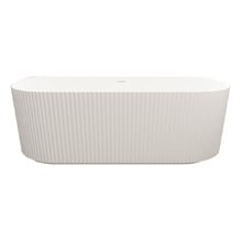 Salem Matte White Oval Acrylic Back to Wall Bath with Overflow
